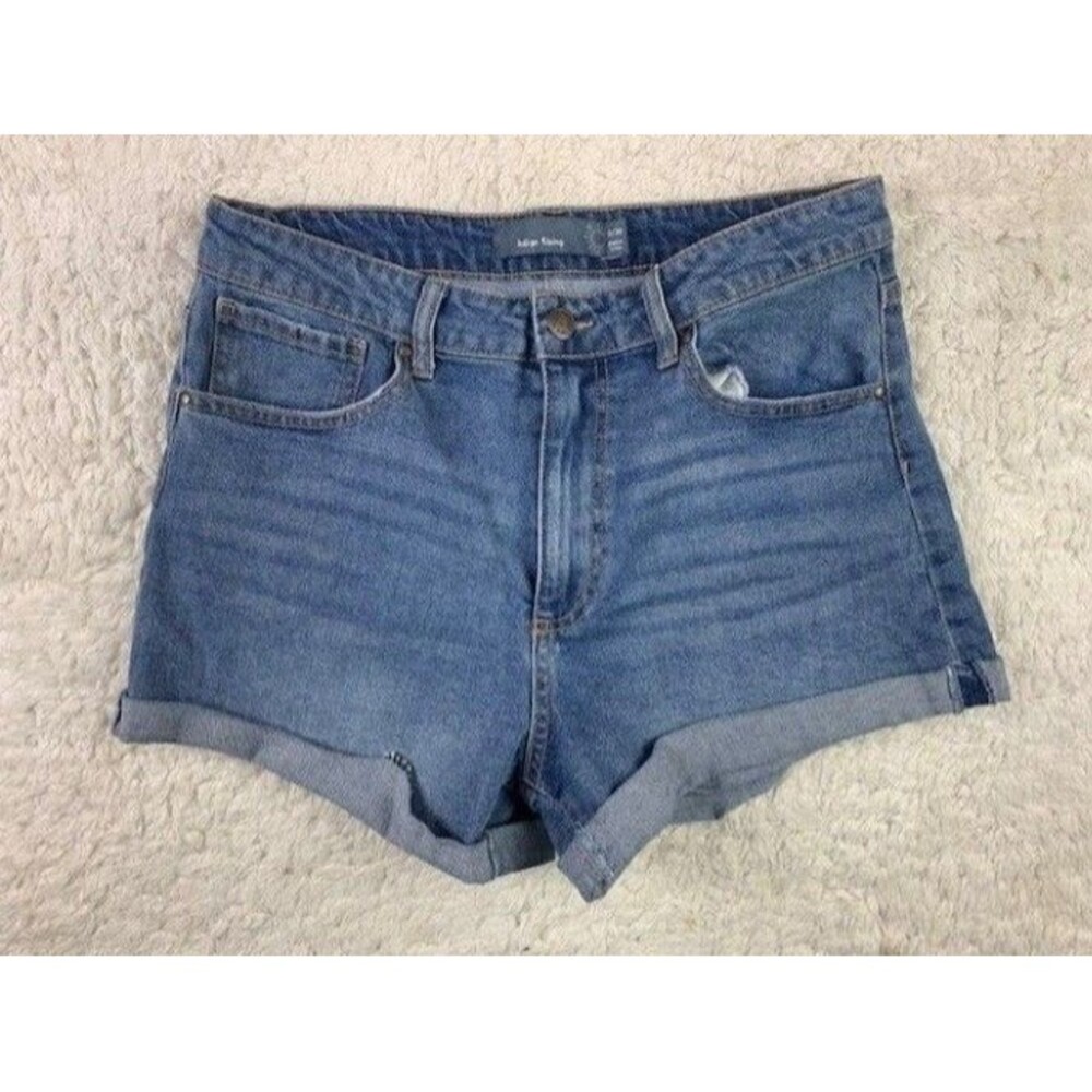 Indigo Rising Size 11 30 Womens Shorts Denim Cuff Hem Med Wash Stretch High Rise